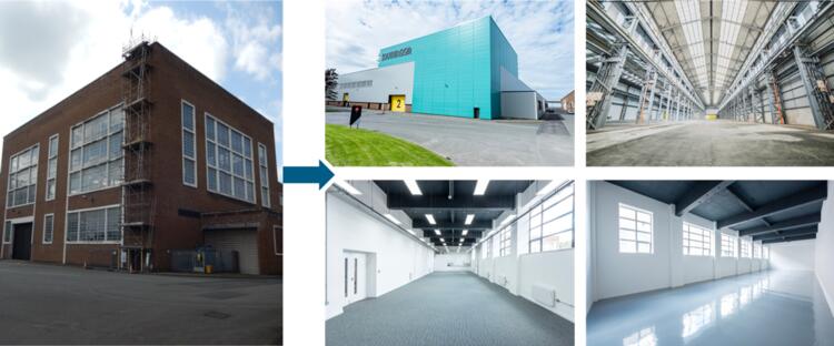 Southmoor industrial estate before and after